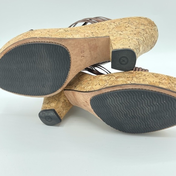 Cole Haan Sz 7B Copper Metallic Cork Wedge Platform Sandals Slip On S2 - Picture 7 of 7